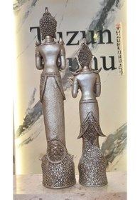 Resim İkili Buda Heykeli Biblo Dekoratif Obje 