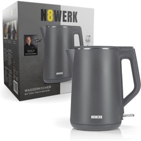 Resim N8WERK Nordic Grey Edition Su Isıtıcısı Kapasite 1,5 Litre Çift Duvarlı Tasarım 2200 Watt, 