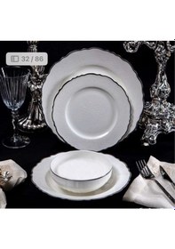 Resim Massimo Victoria Relief Platin 24 Parça Yemek Takımı Beyaz 