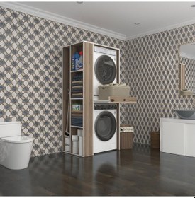 Resim Kenzlife Çamaşır-Kurutma Makinesi Dolabı Bacce Sol Crd 187 090 60 Çekmeceli Banyo Çok Renkli 