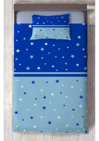 Resim Mekta Home Bebek Ve Çocuk Odası Mavi Lacivert Yıldız Desenli Yatak Örtüsü Renkli 