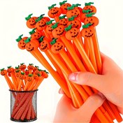 Resim 12 adet Halloween Pumpkin Tasarımı Jel Kalemler, 0.5mm Siyah Uç, Pürüzsüz Yazma, Hızlı Kuruyan Mürekkep, Yeşil Yapraklı ve Mor Çiçeklerle, Halloween Hediyeleri, Ofis ve Okul Malzemeleri, Halloween Süsleri için Mükemmel 