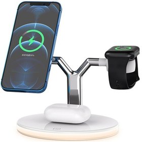 Resim Lemestar 3'ü 1 Arada Kablosuz Şarj Standı - İos Uyumlu Watch, Airpods Ve İphone İçin Hızlı Şarj & Gece Lambası Qı Uyumlu 