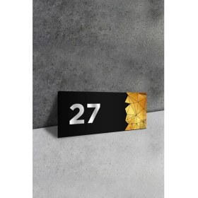Resim Ahwall Dekoratif Aynalı Kapı Numarası Pleksi No: 27, Gold 