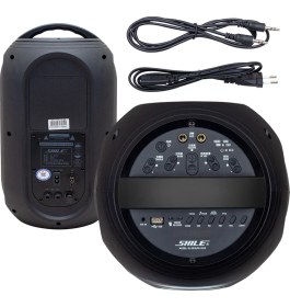 Resim Shile SL-2018A El Mikrofonlu-2 Mik Giriş-2 Gitar Girişli-Kumandalı Usb/sd/bt/fm Işıklı Taşınabilir Şarjlı Seyyar Anfi 