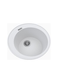 Resim Polex Cristalüx Granit Evye P-06 Beyaz Tezgah Altı Ve Tezgah Üstü Oval Mutfak Evyesi 51.5x51.5 CM 