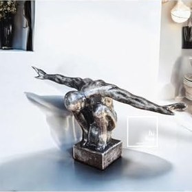 Resim Tete Modern Denge Heykeli Dekoratif Figür Minimal Heykel Biblo Ev ve Ofis Aksesuarı Hediyelik Gümüş Gri 10 x 10 
