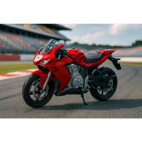 Resim Akar Oyuncak Yarış Motorsikleti Kırmızı Renk 