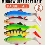 Resim 2 Adet Minnow Yem 14cm/27g - Büyük T-Kuyruklu Tatlı ve Tuzlu Su Balıkçılık Yemi, Canlı Renkli Gerçekçi Levrek Turna Somun PVC Malzeme ile Esnek Plastik Solucan, Dayanıklı Balık Aksesuarı 