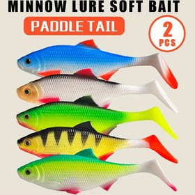 Resim 2 Adet Minnow Yem 14cm/27g - Büyük T-Kuyruklu Tatlı ve Tuzlu Su Balıkçılık Yemi, Canlı Renkli Gerçekçi Levrek Turna Somun PVC Malzeme ile Esnek Plastik Solucan, Dayanıklı Balık Aksesuarı 
