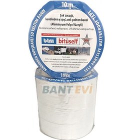 Resim Ziftli Bitüself Oto Ses ve Su Yalıtımı Bandı 15cmx10m Alüminyum Kaplı Çatı İzolasyon Alubütil Bitüm 