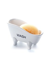 Resim Mini Küvet Tasarımlı Seramik Süngerlik Ve Sabunluk Beyaz 