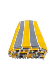 Resim Devrim Olivya Tekstil Lüks 1. Sınıf Balkon Perdesi Sarı Gri Branda Özel Dikim Perde Çizgili Gri - Sarı 