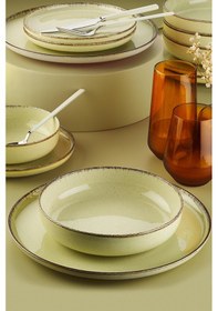 Resim Kütahya Porselen Moderna Yemek Takımı Pearl Bej/Sarı 4 Kişilik 16 Parça 