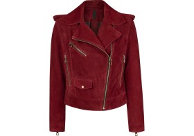 Resim Derimod Ibiza Kadın Bordo Biker Süet Deri Ceket 26SGD563710 