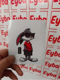 Resim Tavşan 10x6 Mini Boy Renkli Baskı Sticker 