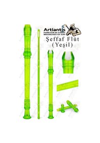 Resim Şeffaf Flüt Blok 1 Adet Renkli Blok Fülüt Şeffaf Abs Plastik 3 Parça Kaliteli Net Ve Yüksek Ses Kalitesi Fülüt Yeşil 