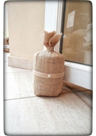 Resim Büyük Boy 4 Kg Jüt Bohça Kapı Stoperi Kalp İncili Jüt Bordürlü 