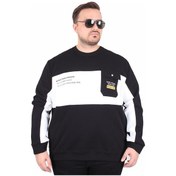 Resim Mocgrande Büyük Beden Bisiklet Yaka Cepli Sweat Double Face Pike 25702 Sıyah Siyah 