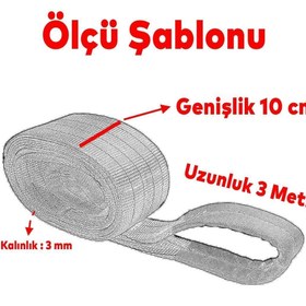 Resim Badem10 Sapan Polyester Spanzet 4 Ton 3 Metre Gri Sağlam Yük Kaldırma Taşıma İndirme Halat 
