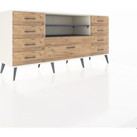 Resim Hyperion Konsol 2 Raflı 9 Çekmeceli 176x44x83 Aytaşı-antrasit/çam Antrasit/çam 