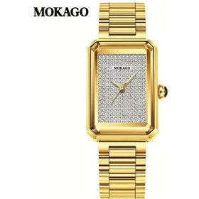 Resim Fochsia Mokago Kadın Lüks Kare Kuvars Saati Altın Beyaz Suya Dayanıklı Roma Rakamlı Diğer 