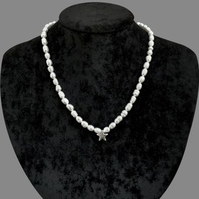 Resim İnci Doğal Taş Kolye - 925 Ayar Gümüş Yıldız Aparatlı Zarif Tasarım - 45 cm 