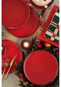 Resim Kütahya Porselen Holyday 4 Parça 27 Cm Servis Tabağı Altın - Kırmızı 