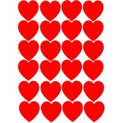 Resim Kırmızı Kalp Sticker 24 Adet 5x5 Cm 
