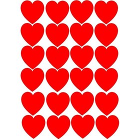 Resim Kırmızı Kalp Sticker 24 Adet 5x5 Cm 