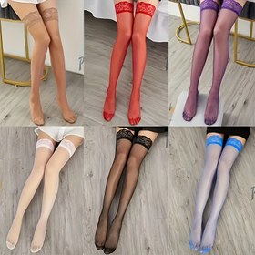 Resim 6 Çift Kadın Polyester 80% ve Naylon 20% Yüksek Boru Çorapları, Düz Renk, Kontrast Dantel, Örgü Kumaş, 260g/m², Elde Yıkanabilir, Kadınlar İçin 