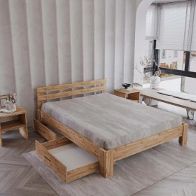 Resim Renazzo 2 Çekmeceli Letto Atlantik Mdf Karyola | Tek ve Çift Kişilik Yatak Uyumlu, Kolay Kurulum 