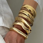 Resim 3 adet Vintage Moda Abartılı Metalik Parlak Davul Yüzü Büyük Orta Küçük Bileklik Seti Trend Minimalist Yüksek Kaliteli Katmanlı Altın, Gümüş Işık Takı Kadınlar Erkekler Çiftler Tatil Rahat Parti Tarih Festival Doğum Günü Hediyesi Çoklu Parça Aksesuarlar 