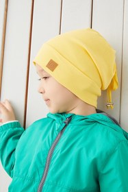 Resim Babygiz Erkek Bebek Çocuk Sarı Şapka Bere El Yapımı Rahat Cild Dostu Pamuklu Kaşkorse 