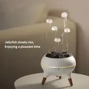 Resim 2025 Lüks Masaüstü Ultrasonik Aroma Difüzörü, Jöle Balığı Işık Gösterisi ile - Taşınabilir Nemlendirici, Dinamik Ses ve Renkli Gradyan Aydınlatma, Ev ve Ofis için İdeal, 300ml/saat Nemlendirme, 10-20 Kaplama, Avrupa Standart Fiş, 230V, 1L Kapasite, Ofis Nemlendirici | Modern Estetik | Ultrasonik Teknoloji, Ev Nemlendirici 
