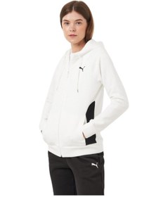 Resim Puma Classic Hooded Tracksuit Kadın Beyaz Eşofman Takımı 68303502 Siyah Beyaz 