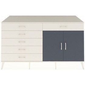 Resim Kronos Konsol Tek Raflı 6 Çekmeceli 2 Kapaklı 176x59x99 Aytaşı-an Aytaşı-antrasit/aytaşı 