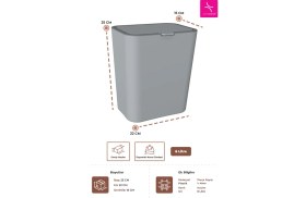 Resim Primanova Flip Banyo Mutfak Tezgah Üstü Çöp Kovası - Gri 