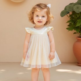 Resim Bebek Kız Elbisesi Bebek Kız Giysileri Bebek Kız Yaz Modası Sevimli Çok Yönlü Düz Renk Tül Prenses Elbisesi Partiler ve Okula Dönüş Hediye için Uygun 