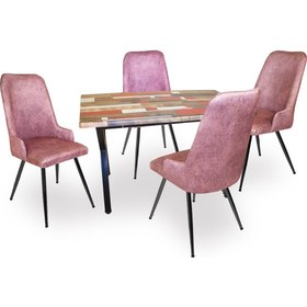 Resim Dockers Anemon Werzalit - Çırağan Masa Takımı (80X140) - Red Wood Pembe 