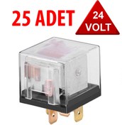 Resim İncirOTO Üniversal Röle 24 Volt ( 40 Amper ) Şeffaf 5 Uçlu 24v 25 Adet Mini Röle Şeffaf Röle 24 Volt Ledli 