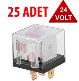 Resim İncirOTO Üniversal Röle 24 Volt ( 40 Amper ) Şeffaf 5 Uçlu 24v 25 Adet Mini Röle Şeffaf Röle 24 Volt Ledli 