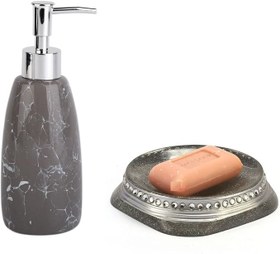 Resim SIVI SABUNLUK VE SABUNLUK 2 Lİ BANYO SETİ,TAŞLI GÜMÜŞ 