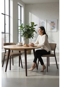 Resim Canisa Toldy Serisi 2 Adet Cappucino Bukle Kumaş Mutfak Sandalyesi Kahverengi Metal Ayak Cappucino Sandalye Ayaklar Kahvee 