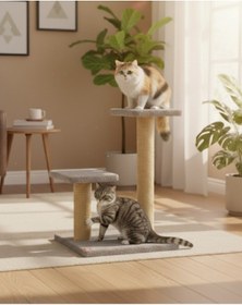 Resim Reyo Pet Çift Stepli Kedi Tırmalama Gri 