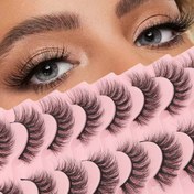 Resim Çoklu Paket Yumuşak Kedi Gözü Sahte Kirpikler - Rus DD Curl 6-15mm Karma Uzunluk, 0.05mm Ekstra Kalın Yeniden Kullanılabilir Kirpikler Kozplay & Günlük Giyim, Başlangıçlıklar için Kolay Uygulama - D Curl Doğal Görünüm Faux Mink Kirpikler Parti & Açık Hava 