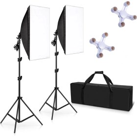 Resim Fototek 50X70 Softbox 4 Duylu Ikili Sürekli Işık Seti 50X70CM Softbox Set Ampulsüz 