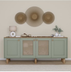 Resim Bohem Serisi Natura 2 Kapak Pvc Hasır Desen Kül Yeşili Konsol Yeşil 