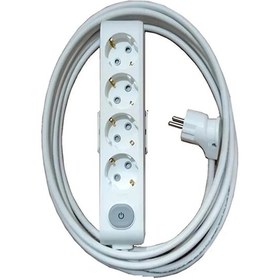 Resim Multi-let 4'lü Anahtarlı 12 Metre Topraklı Çocuk Korumalı Kablolu Grup Priz 