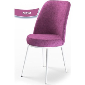 Resim Canisa Nil Serisi 70x110 Sabit Mutfak Masası Takımı Beyaz Mermer Desen Masa 4 Mor Sandalye Masa Beyaz Mermer Desen Sandalye Mor 